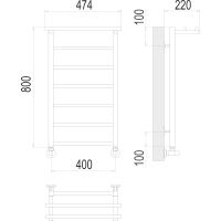 Полотенцесушитель Terminus «Контур с/п» П7 400х800 Белый