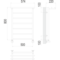 Полотенцесушитель Terminus «Контур с/п» П7 500х800 Черный