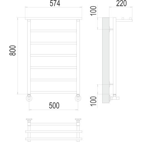 Полотенцесушитель Terminus «Контур с/п» П7 500х800 Белый