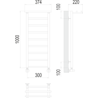 Полотенцесушитель Terminus «Контур с/п» П9 300х1000 Белый