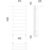 Полотенцесушитель Terminus «Контур с/п» П9 400х1000 Черный