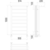 Полотенцесушитель Terminus «Контур с/п» П9 500х1000 Хром