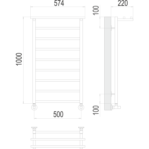 Полотенцесушитель Terminus «Контур с/п» П9 500х1000 Белый