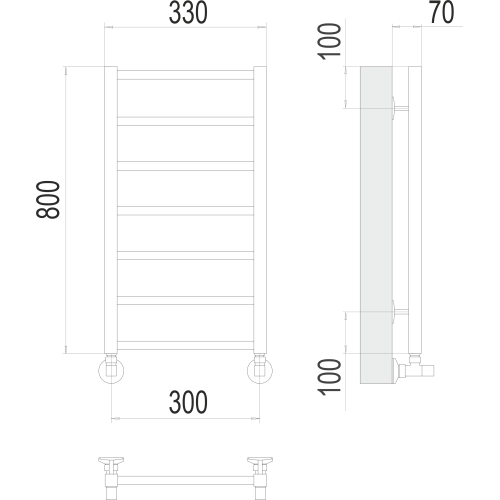 Полотенцесушитель Terminus «Контур» П7 300х800 Хром