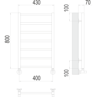 Полотенцесушитель Terminus «Контур» П7 400х800 Медь Матовая PVD