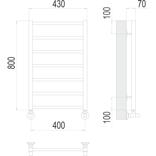 Полотенцесушитель Terminus «Контур» П7 400х800 Хром