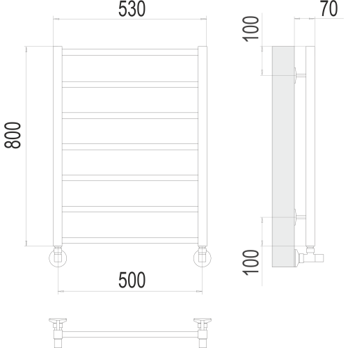 Полотенцесушитель Terminus «Контур» П7 500х800 Черный