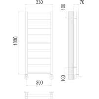 Полотенцесушитель Terminus «Контур» П9 300х1000 Черный