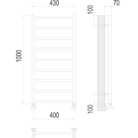 Полотенцесушитель Terminus «Контур» П9 400х1000 Черный