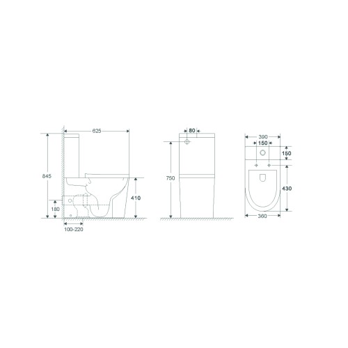 Напольный унитаз-компакт безободковый Terminus Аврора 625х390 белый