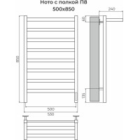 Ното с полкой П8 500х850 электро Хром