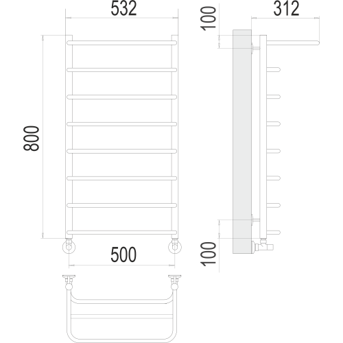 Полотенцесушитель Terminus «Полка» П8 500х800 Хром