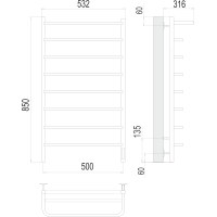 Полотенцесушитель Terminus Полка П8 500х850 электро Хром