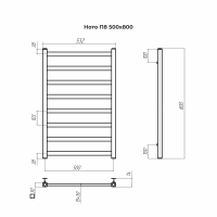 Полотенцесушитель Terminus Ното П8 500х800 Медь Матовая PVD