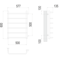 Полотенцесушитель Terminus «Стандарт» П6 500х600 бп500 Белый