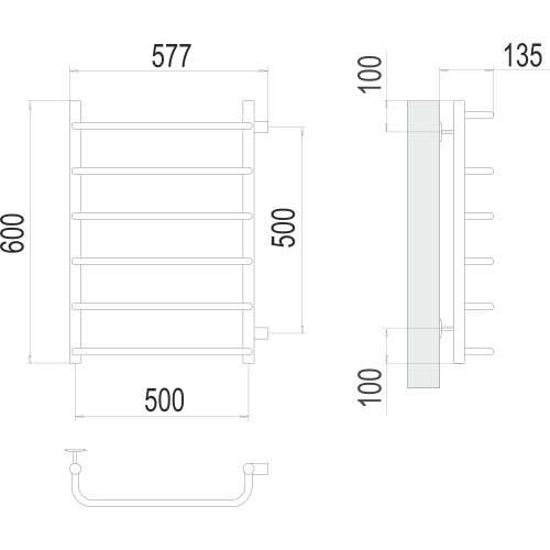 Полотенцесушитель Terminus «Стандарт» П6 500х600 бп500 Черный