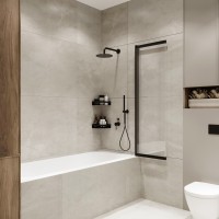 Шторка на ванну Slide Open 1500х900 тонированое стекло/профиль черный (раздвижная) 1500х900