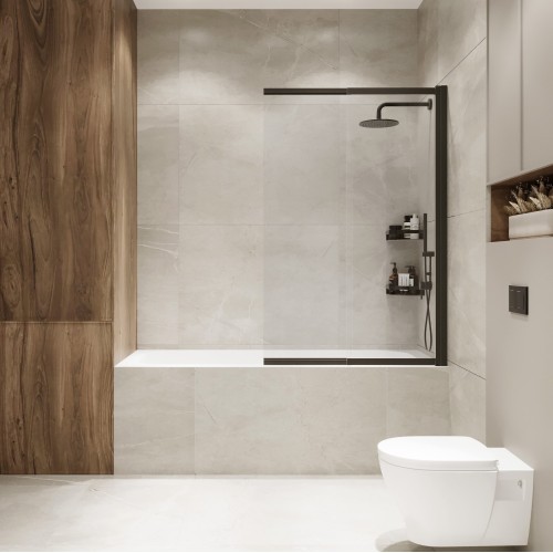 Шторка на ванну Slide Open 1500х900 тонированое стекло/профиль черный (раздвижная) 1500х900 