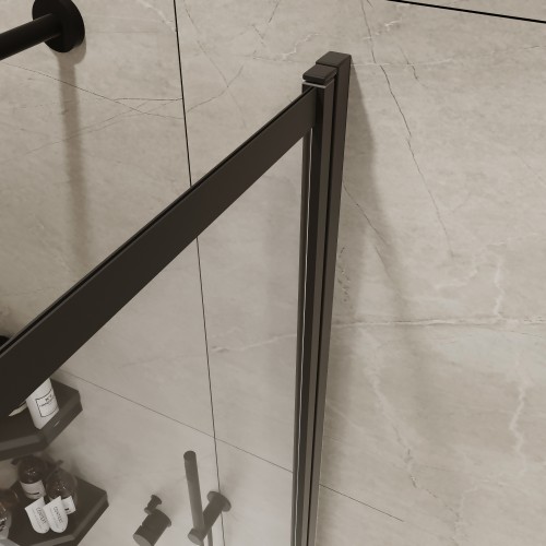 Шторка на ванну Slide Open 1500х900 тонированое стекло/профиль черный (раздвижная) 1500х900