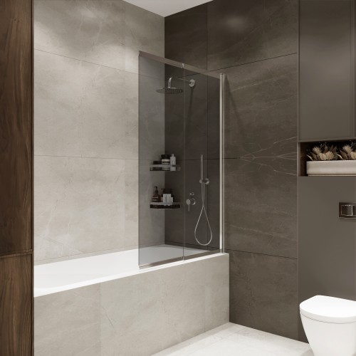 Шторка на ванну Slide Open 1500х900 тонированое стекло/профиль хром (раздвижная) 1500х900