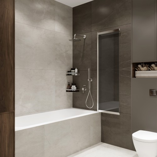 Шторка на ванну Slide Open 1500х900 тонированое стекло/профиль хром (раздвижная) 1500х900