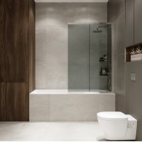 Шторка на ванну Slide Open 1500х900 тонированое стекло/профиль хром (раздвижная) 1500х900