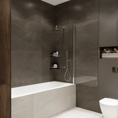 Шторка на ванну Wide Open 1500х700 прозрачное стекло/профиль хром (распашная на монопетле) 1500х700