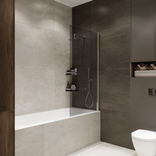 Шторка на ванну Wide Open 1500х700 тонированое стелко/профиль хром (распашная на монопетле) 1500х700