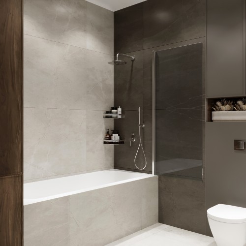 Шторка на ванну Wide Open 1500х700 тонированое стелко/профиль хром (распашная на монопетле) 1500х700