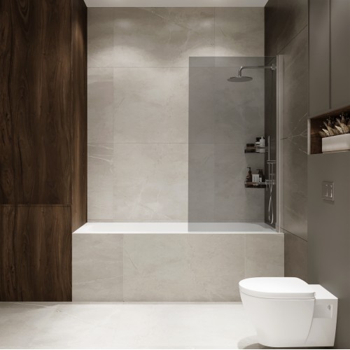 Шторка на ванну Wide Open 1500х700 тонированое стелко/профиль хром (распашная на монопетле) 1500х700