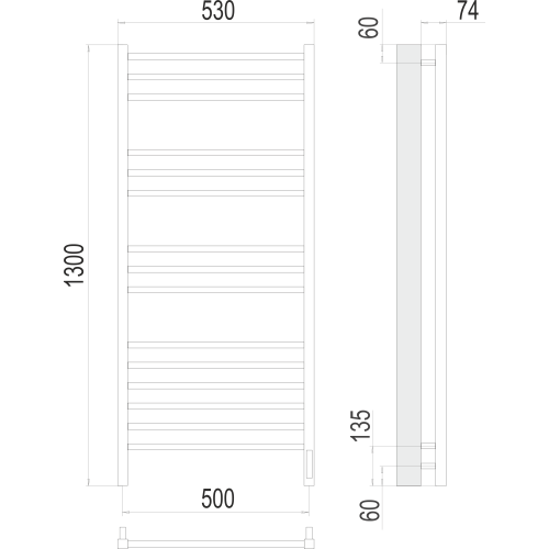 Полотенцесушитель Terminus «Сицилия» П15 500x1300 электро (sensor quick touch) Хром
