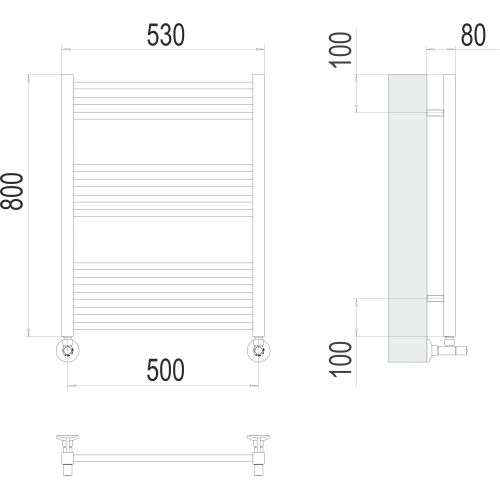 Полотенцесушитель Terminus «Сицилия» П12 500х800 Латунь Матовая PVD
