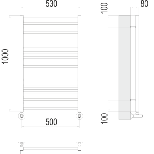Полотенцесушитель Terminus «Сицилия» П16 500х1000 Латунь Матовая PVD