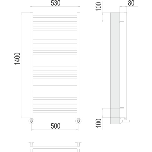 Полотенцесушитель Terminus «Сицилия» П22 500х1400 Латунь Матовая PVD