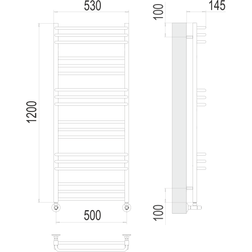 Полотенцесушитель Terminus «Соренто» П18 500х1200 Хром