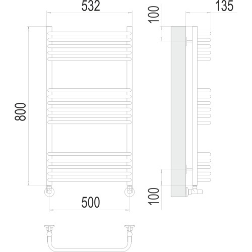 Полотенцесушитель Terminus «Стандарт» П16 500х800 Хром
