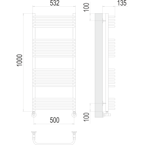 Полотенцесушитель Terminus «Стандарт» П20 500х1000 Хром