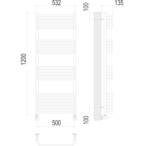 Полотенцесушитель Terminus «Стандарт» П22 500х1200 Хром