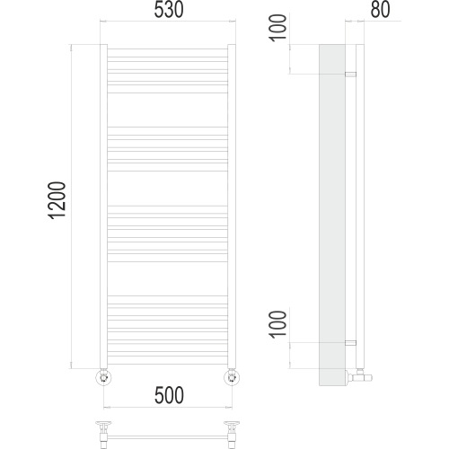 Полотенцесушитель Terminus «Тоскана» П19 500х1200 Хром