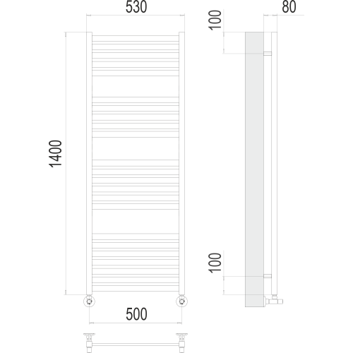Полотенцесушитель Terminus «Тоскана» П23 500х1400 Хром