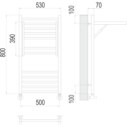 Полотенцесушитель Terminus «Валенсия» П12 500х800 Хром
