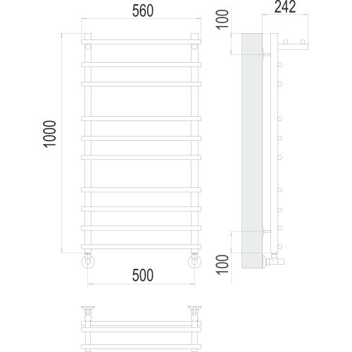 Полотенцесушитель Terminus «Ватра с/п» П8 500х1000 Хром