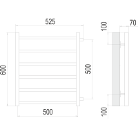 Полотенцесушитель Terminus «Ватикан» П6 500х600 бп500 Хром