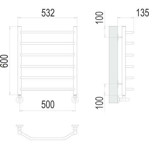 Полотенцесушитель Terminus «Виктория» П6 500х600 Белый