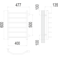 Полотенцесушитель Terminus «Виктория» П6 400х600 бп500 Хром