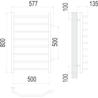 Полотенцесушитель Terminus «Виктория» П8 500х800 бп 500 Черный