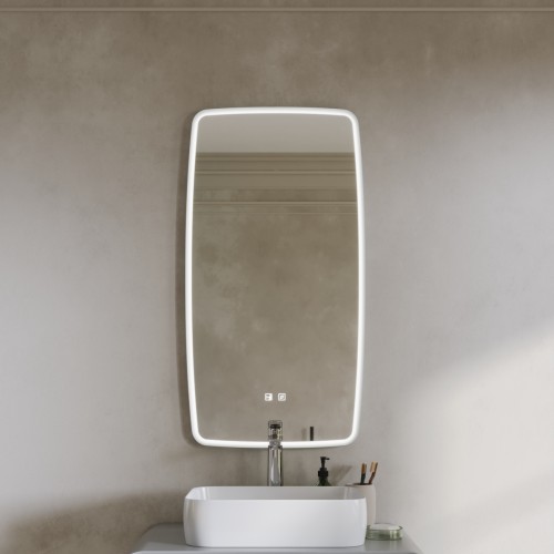 Зеркало Aura в стиле МидСечури 980х520 RAL 7035 (серый)