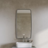 Зеркало Aura в стиле МидСечури 980х520 RAL 7035 (серый)