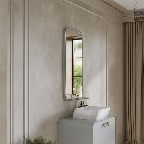 Зеркало Aura в стиле МидСечури 980х520 RAL 7035 (серый)